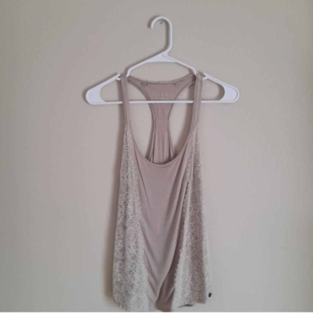 Guess Beige Lace Tank Top